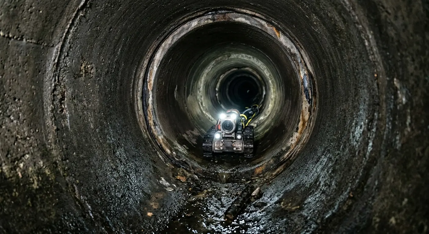 Robotic sewer camera inspecting pipe interior for Drain Snake Service in Pleasure Point